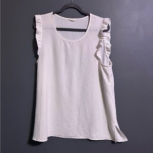 Cotton bleu white ruffle sleeve blouse size XL